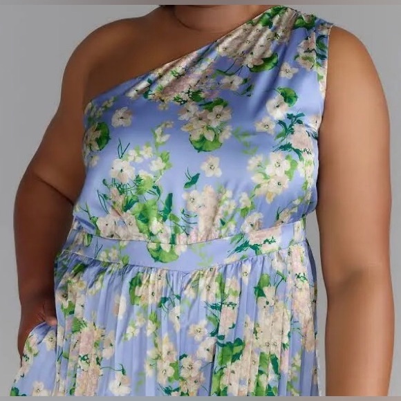 NEW YORK & COMPANY Plus One Shoulder Pleaded Jumpsuit,Color Lavender ,XXL Size - Picture 3 of 6